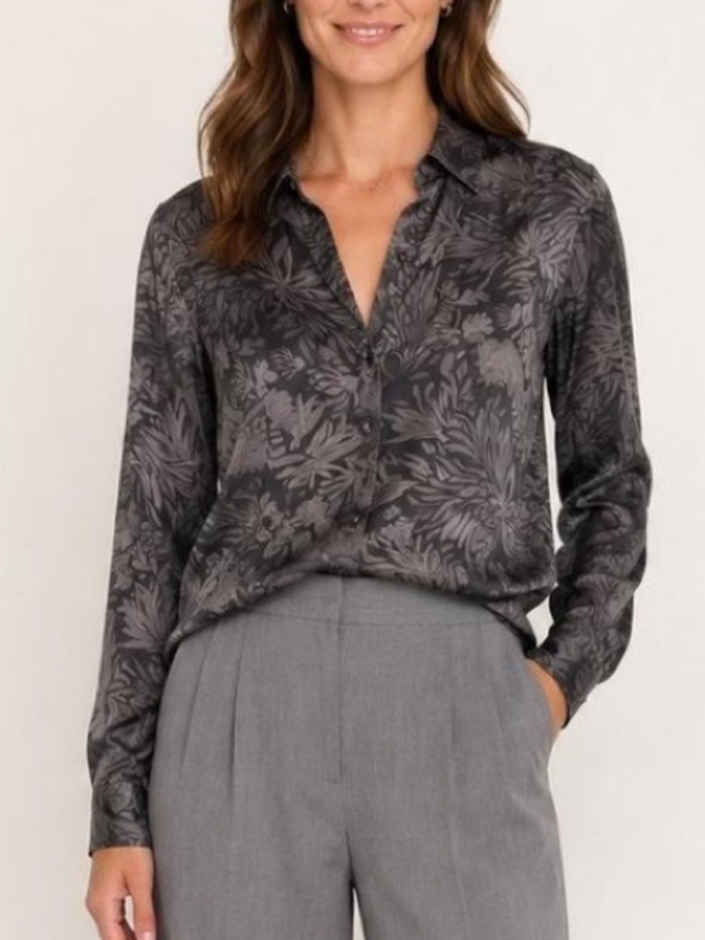 Ann Taylor Silk Floral Button-Down Blouse